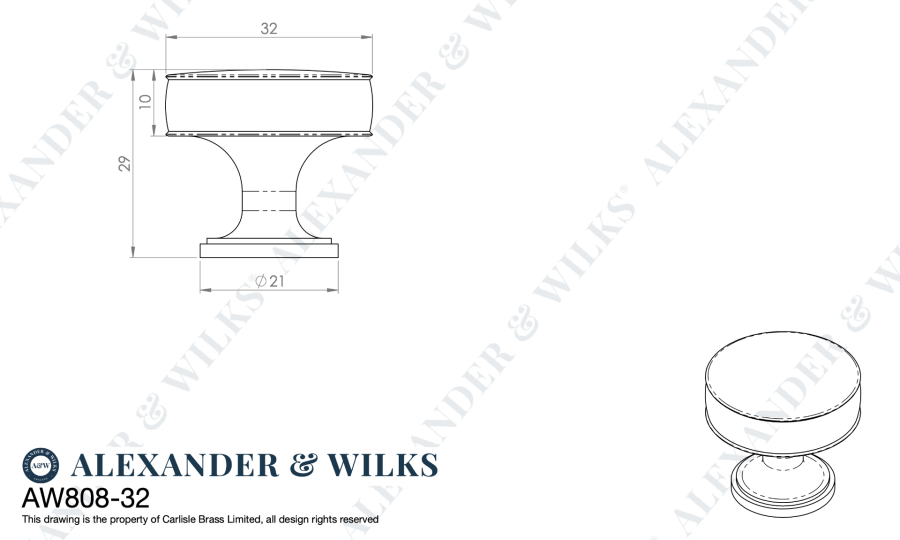 Alexander and Wilks 38mm Dark Bronze Lynd Cupboard Knob | AW808-38-DBZ