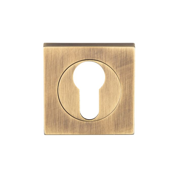 Serozetta Antique Brass 51mm Euro Cylinder Profile Square Escutcheon | SZM001SQAB