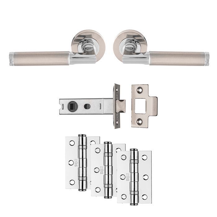 Satin Nickel / Polished Chrome Belas Latch Pack - Ultimate Door Pack