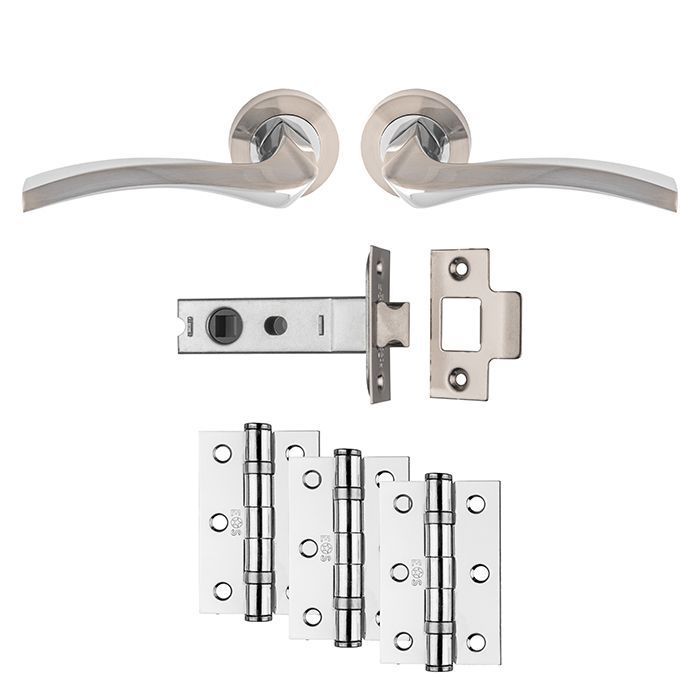 Satin Nickel / Polished Chrome Sines Latch Pack - Ultimate Door Pack