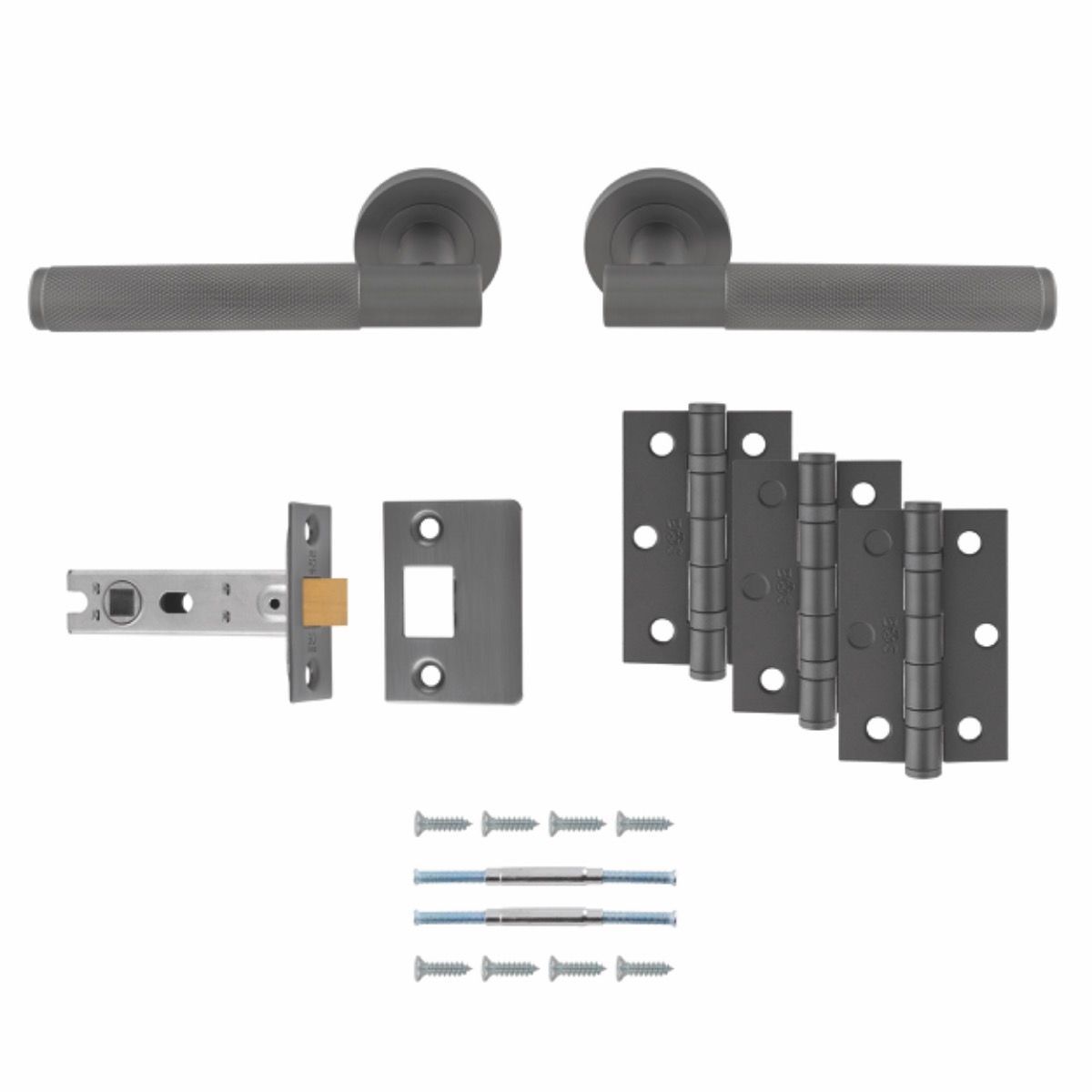 Anthracite Knurled Lagos Latch Pack - Ultimate Door Pack