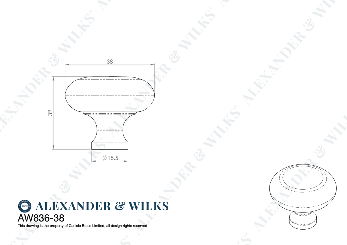 A&W Dark Bronze 38mm Wade Round Cupboard Knob | AW836-38-DBZ
