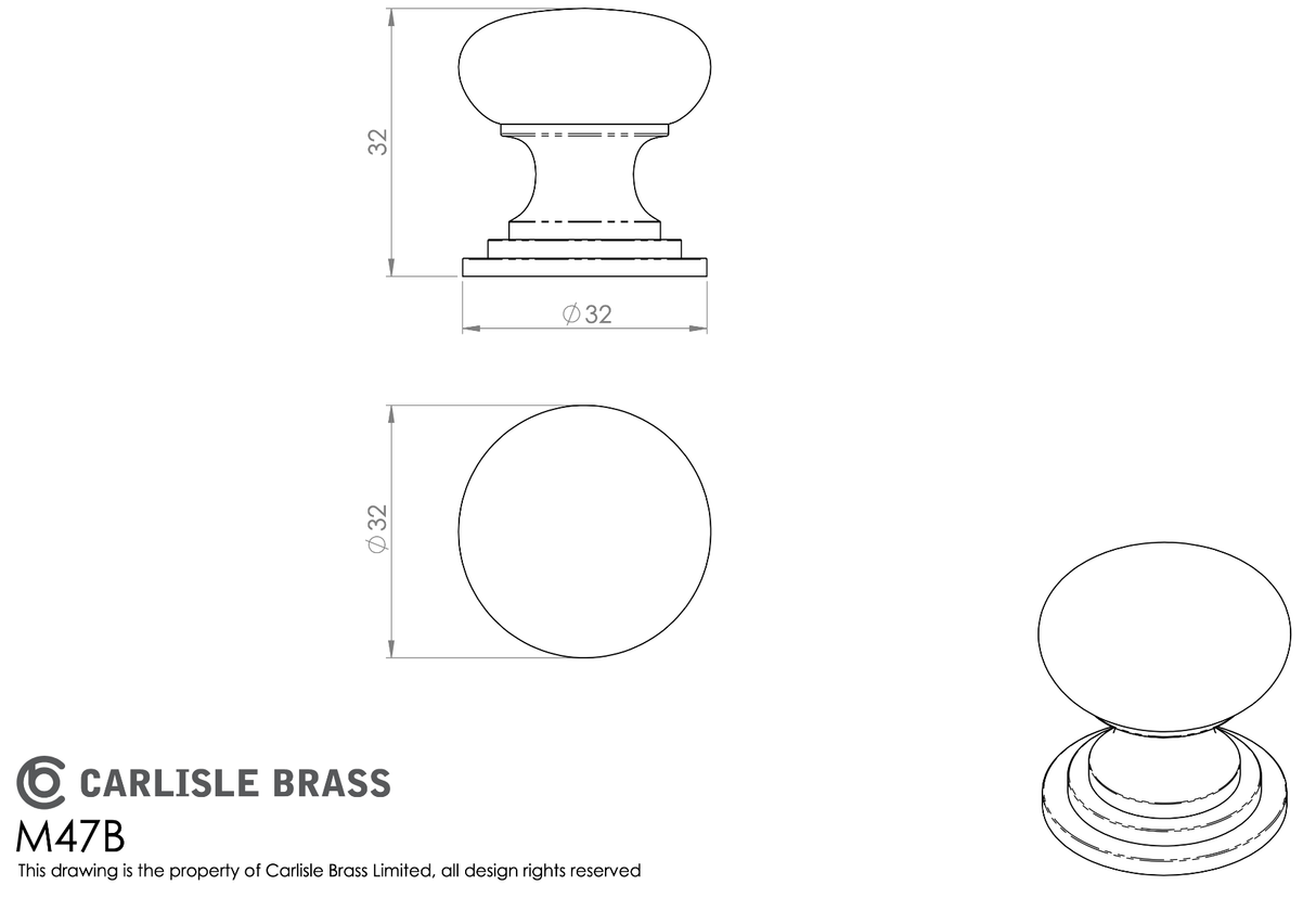 Polished Chrome 32mm Victorian Cupboard Knob | M47BCP