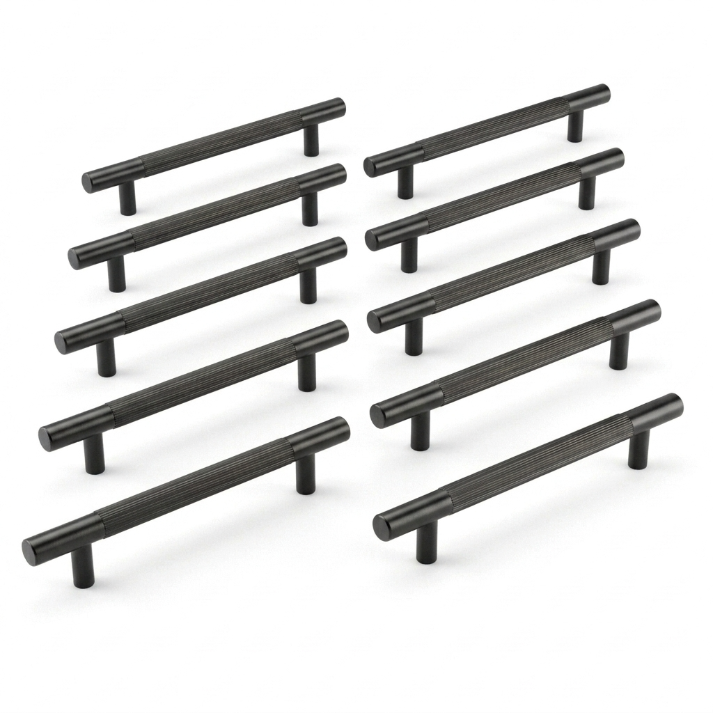 Pack 10 x Matt Black Linear T Bar Pull Handle - 128mm c/c  |  IXC710BMB