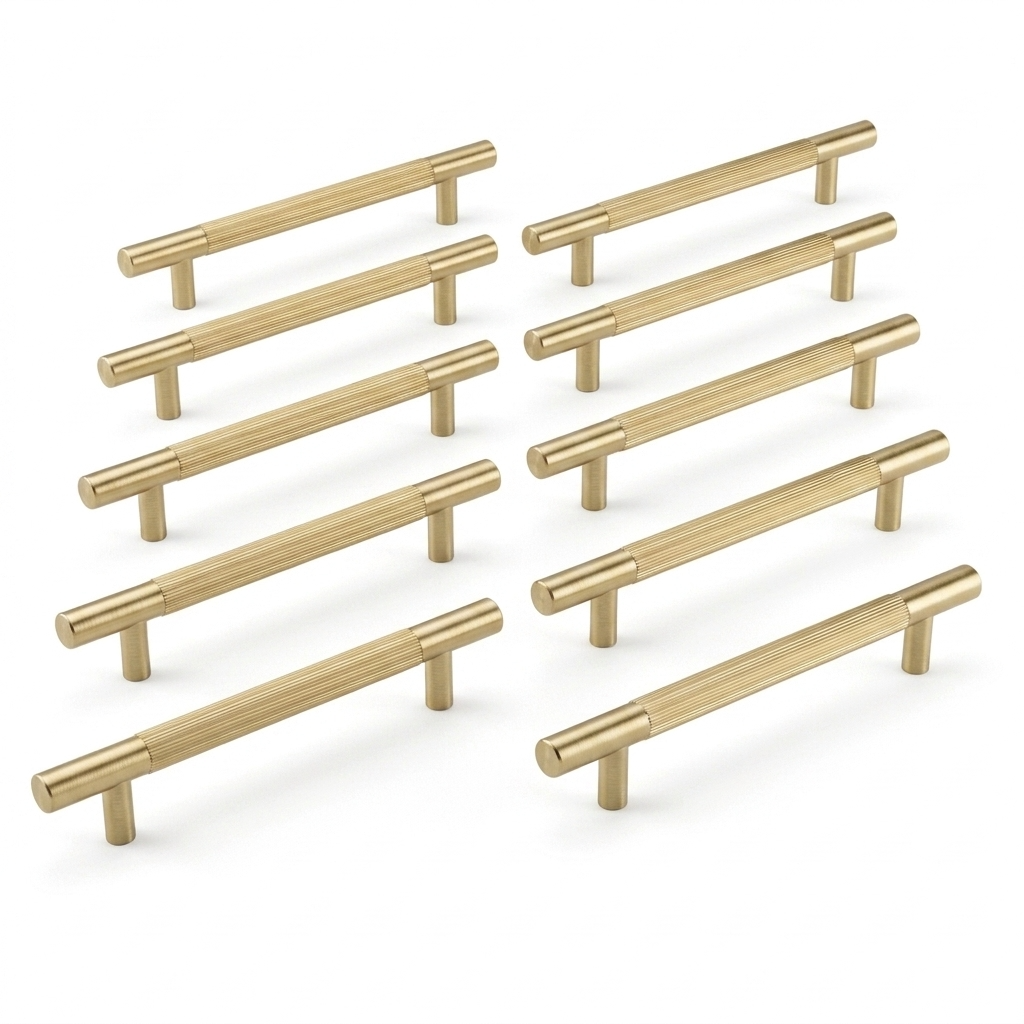Pack 10 x Satin Brass Linear T Bar Pull Handle - 160mm c/c  |  IXC710CSB
