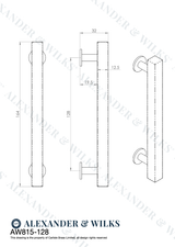 A&W Dark Bronze Square T Bar Cupboard Pull Handle c/c 128mm | AW815-128-DBZ