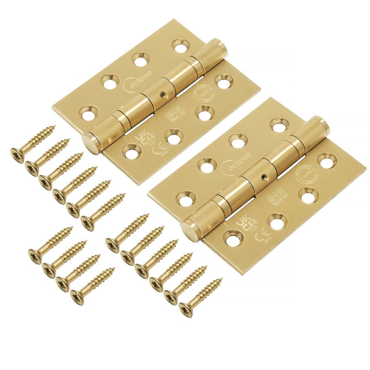 Eclipse Pair Satin Brass 102mm 4" Grade 13 BB Hinges  | 14854SBP