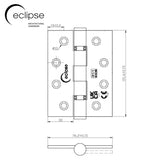 Eclipse Satin Brass 102mm (4")  Grade 11 Steel BB Hinges  | 14878