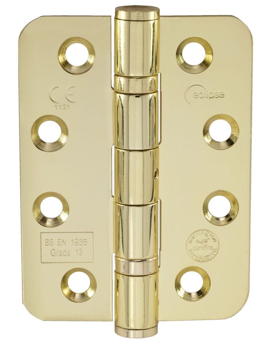 Eclipse Polished Brass 102mm 4" Grade 13 Radius BB Hinges  | 14879