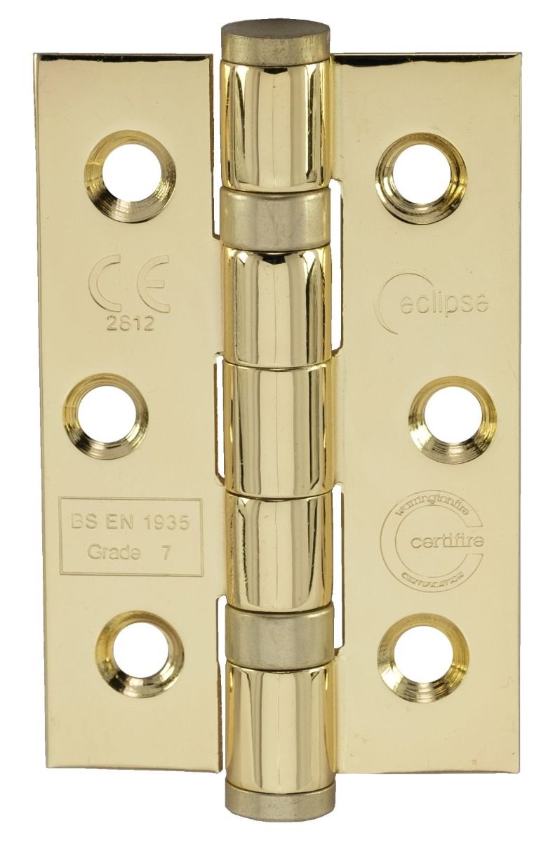 Eclipse Polished Brass 76mm 3" Grade 7 Ball Bearing Hinges  | 14885