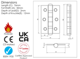 Pair 75mm (3") Urban Satin Copper CE Ball Butt Hinge | A2H322USC