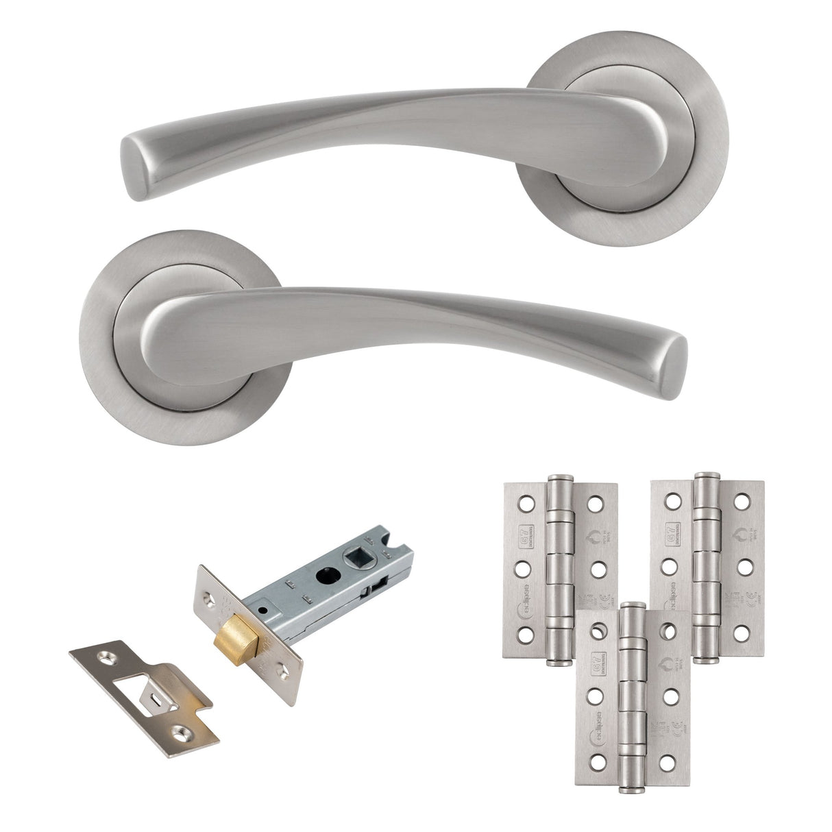 Eclipse Freestyle Satin Nickel Monza Latch Door Pack | 76x51mm (3") Hinge  |  22103