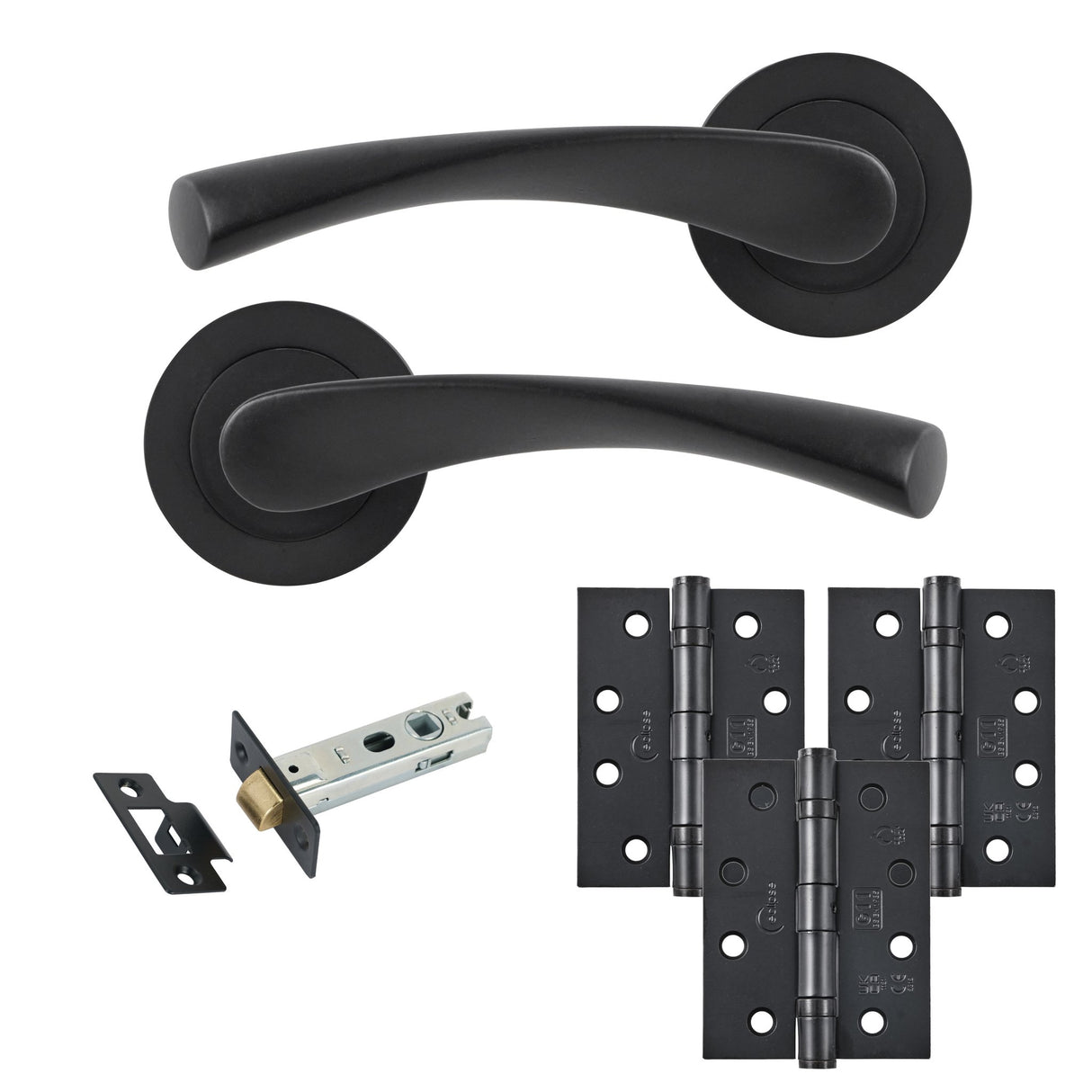 Eclipse Freestyle Matt Black Monza Latch Door Pack | 102x76mm (4") Hinge  |  22142