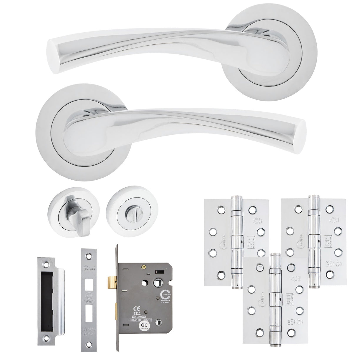Eclipse Freestyle Polished Chrome Monza Bathroom Door Pack | 102x76mm (4") Hinge  |  22151