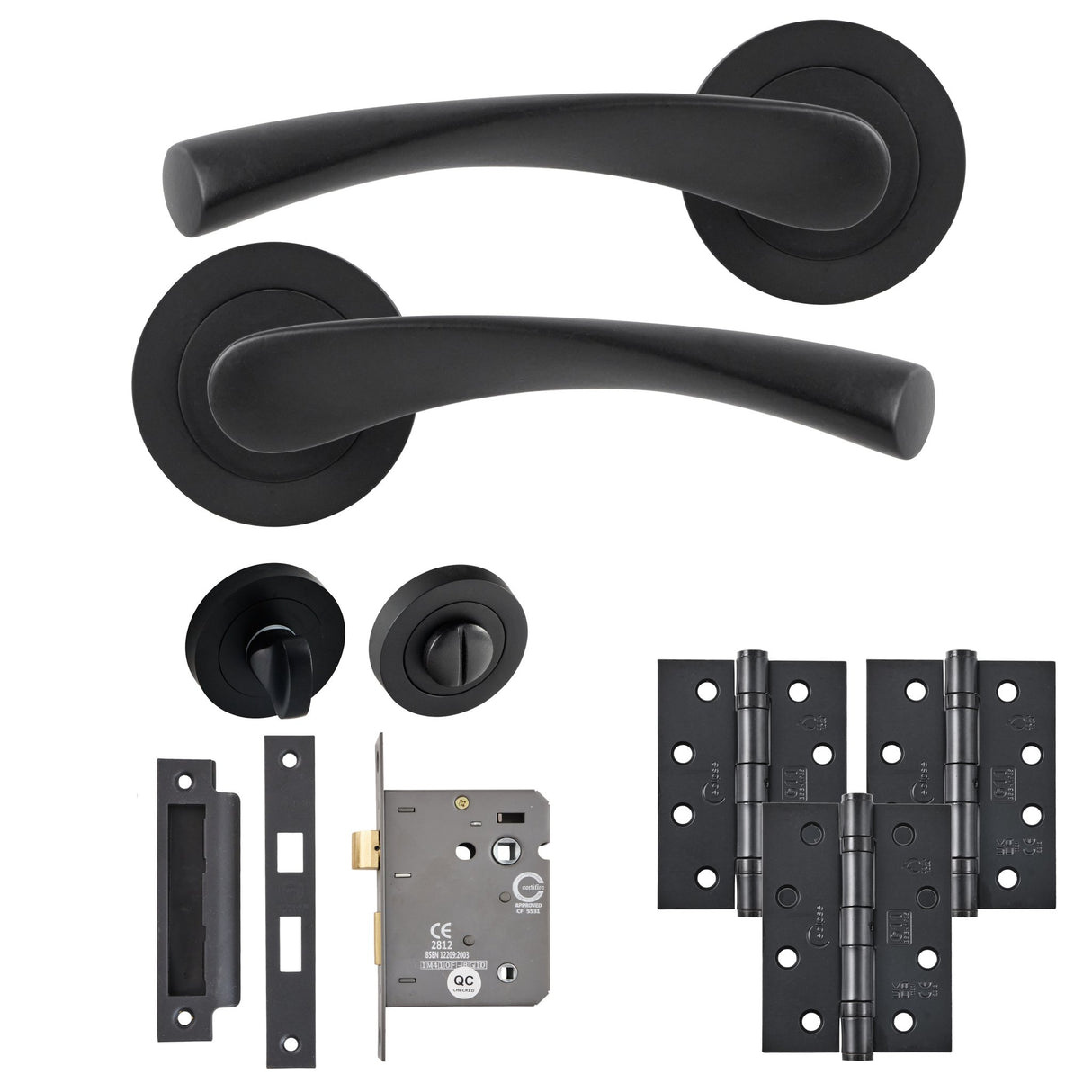 Eclipse Freestyle Matt Black Monza Bathroom Door Pack | 102x76mm (4") Hinge  |  22152