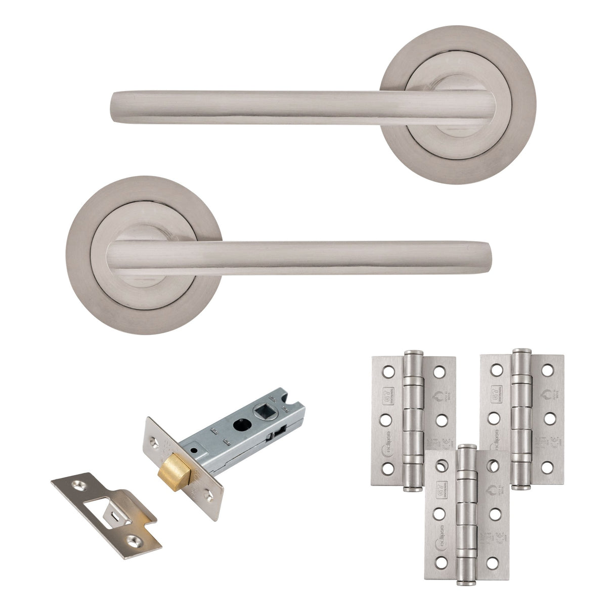 Eclipse Freestyle Satin Nickel Auriga Latch Door Pack | 76x51mm (3") Hinge  |  22203