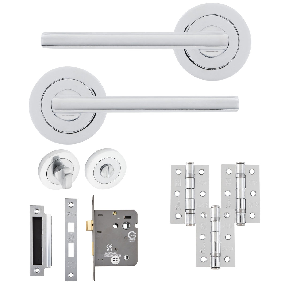 Eclipse Freestyle Polished Chrome Auriga Bathroom Door Pack | 76x51mm (3") Hinge  |  22211