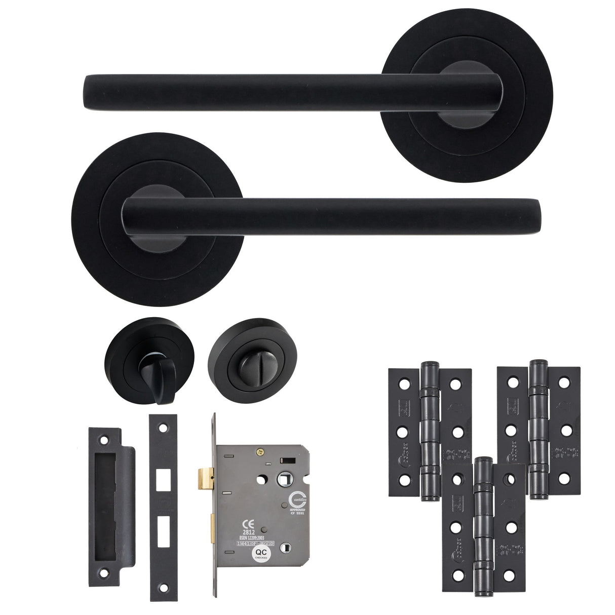 Eclipse Freestyle Matt Black Auriga Bathroom Door Pack | 76x51mm (3") Hinge  |  22212