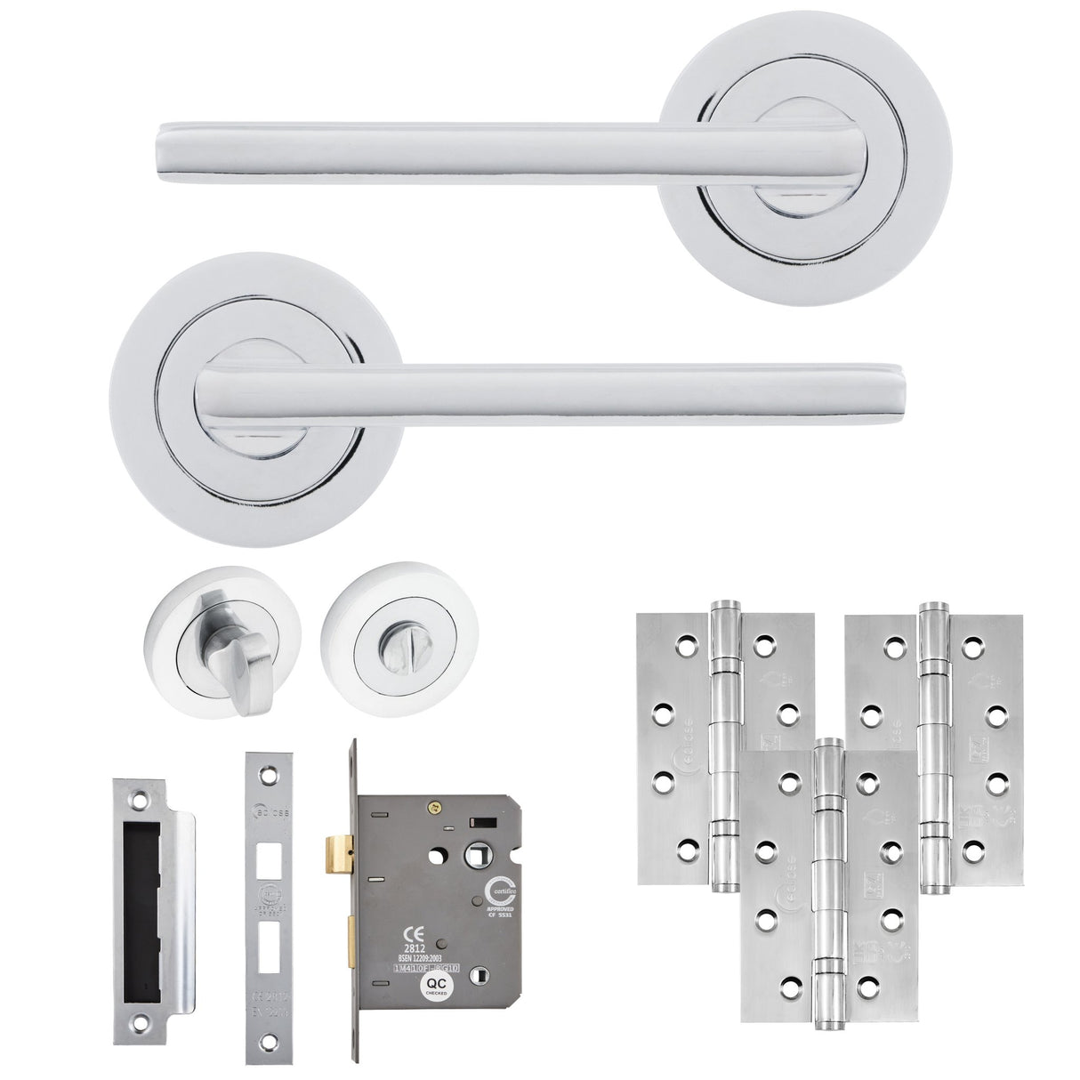 Eclipse Freestyle Polished Chrome Auriga Bathroom Door Pack | 102x67mm (4")  Hinge  |  22231