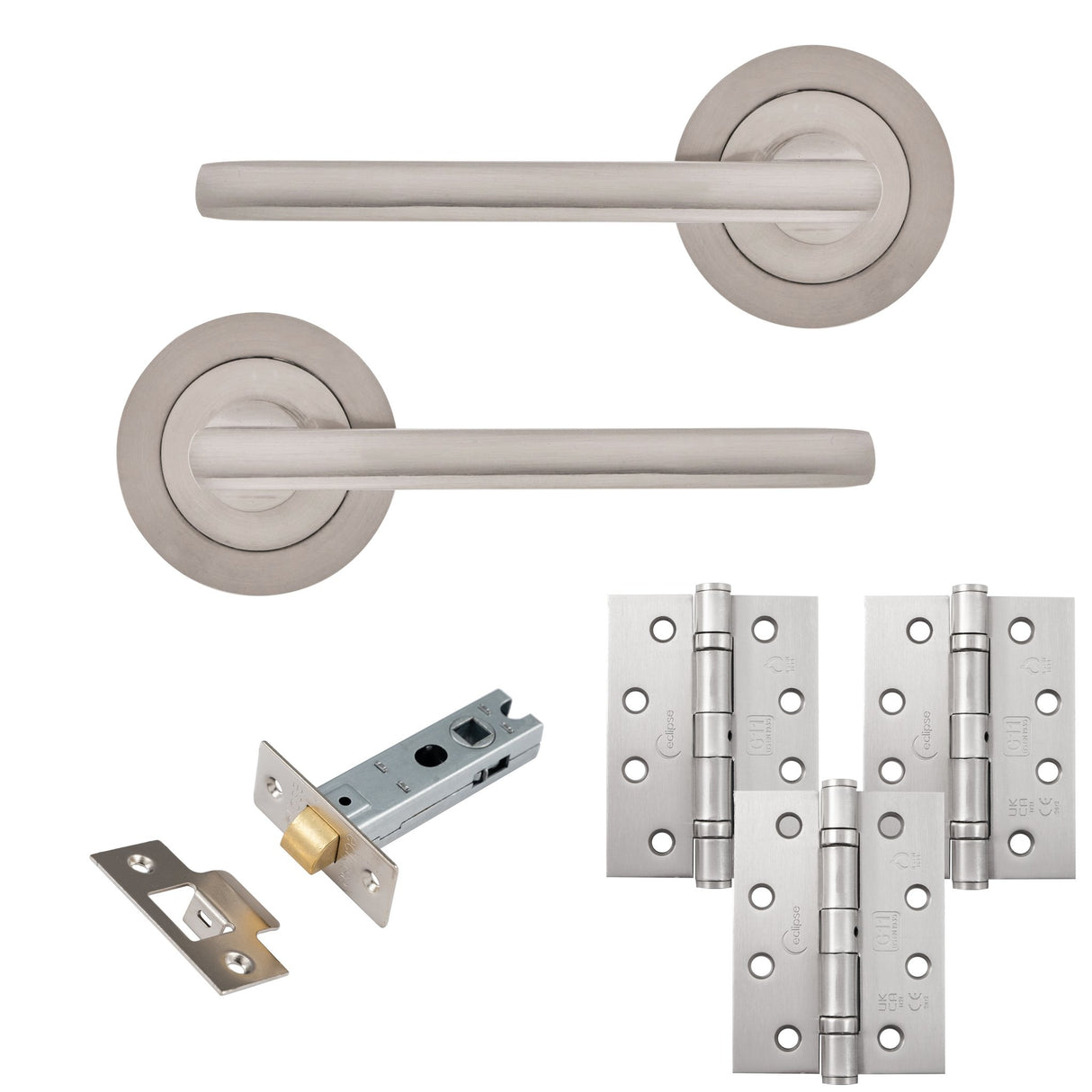 Eclipse Freestyle Satin Nickel Auriga Latch Door Pack | 102x76mm (4") Hinge  |  22243