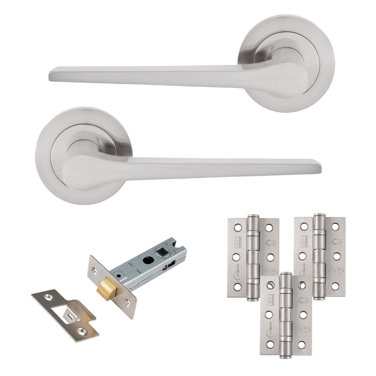 Eclipse Freestyle Satin Nickel Monte Latch Door Pack | 76x51mm (3") Hinge  |  22303