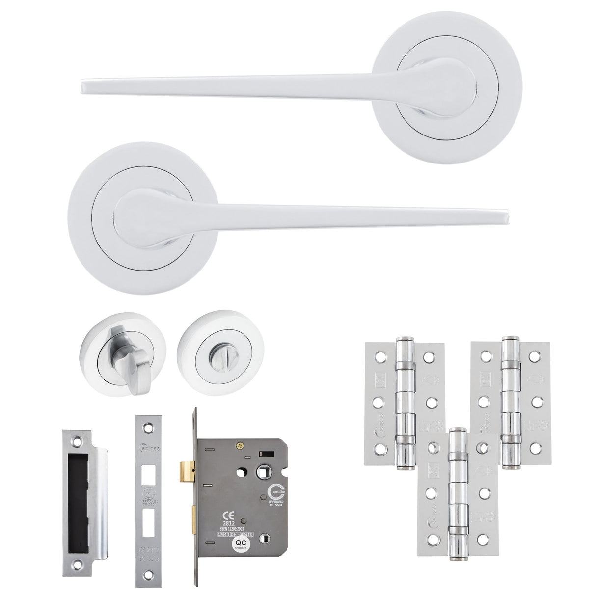 Eclipse Freestyle Polished Chrome Monte Bathroom Door Pack | 76x51mm (3") Hinge  |  22311