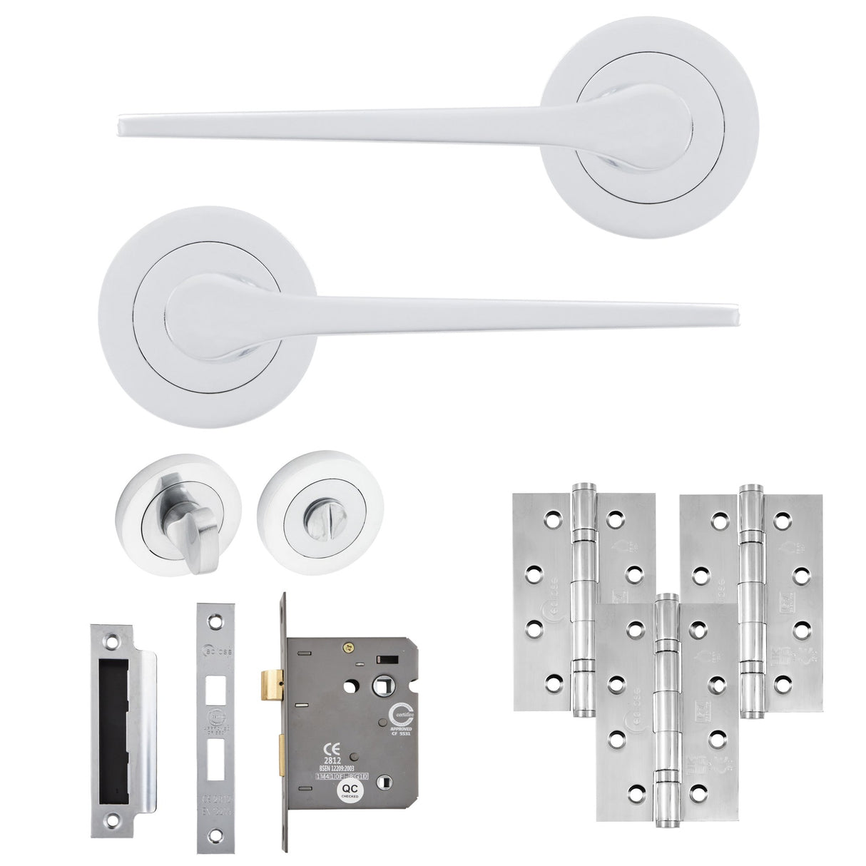 Eclipse Freestyle Polished Chrome Monte Bathroom Door Pack | 102x67mm (4")  Hinge  |  22331