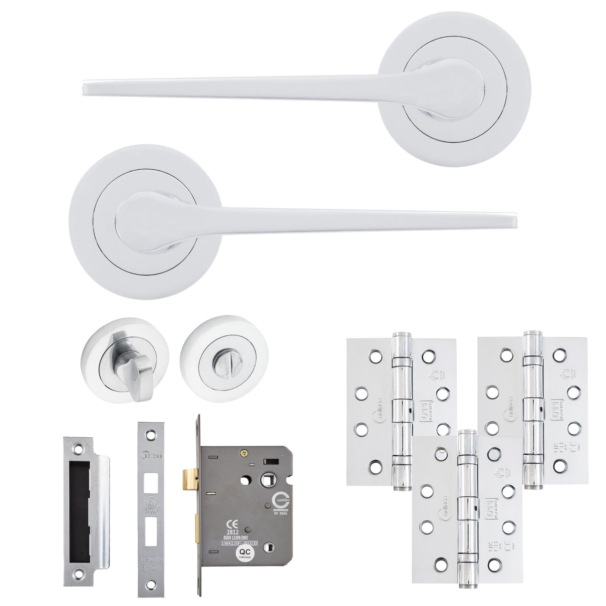Eclipse Freestyle Polished Chrome Monte Bathroom Door Pack | 102x76mm (4") Hinge  |  22351