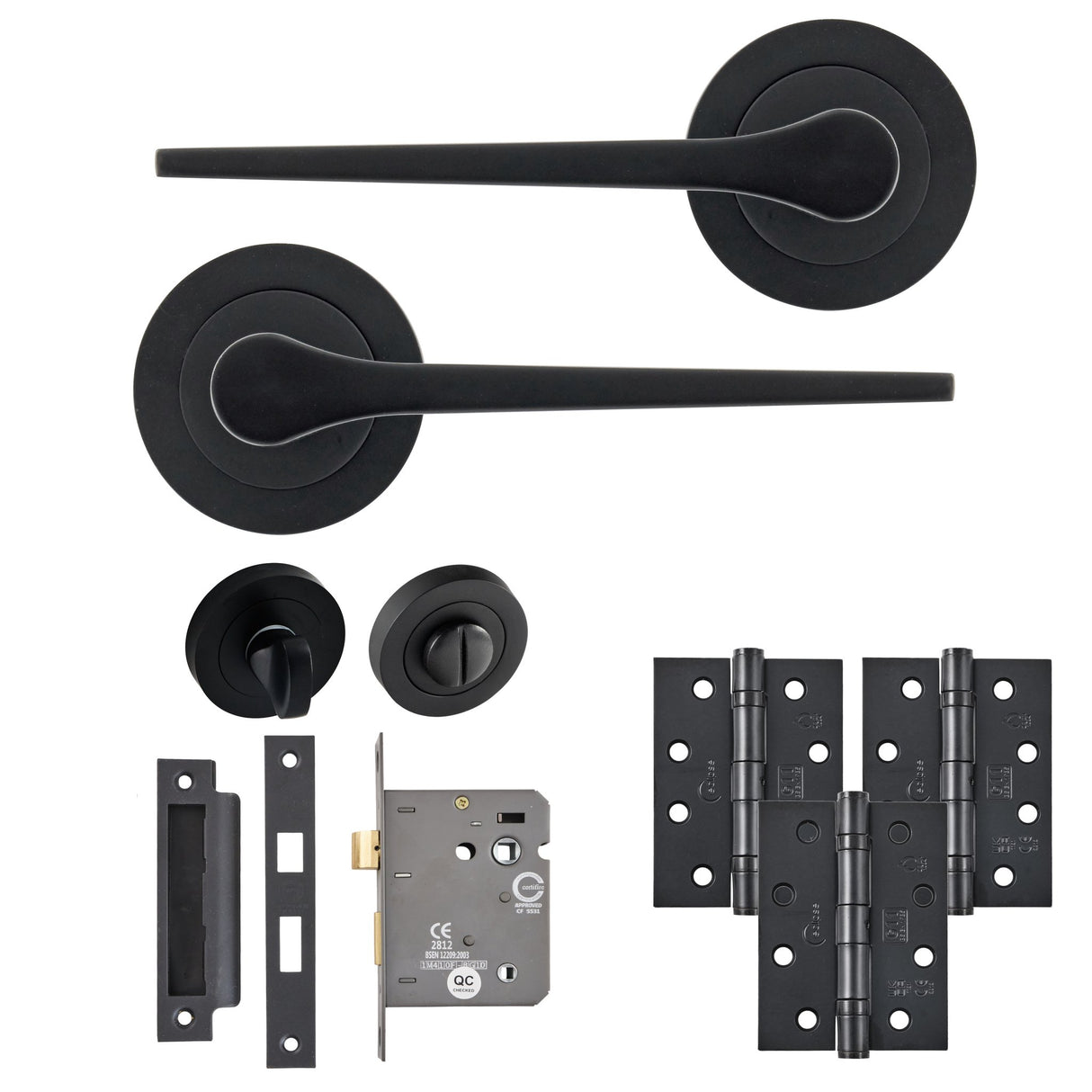 Eclipse Freestyle Matt Black Monte Bathroom Door Pack | 102x76mm (4") Hinge  |  22352