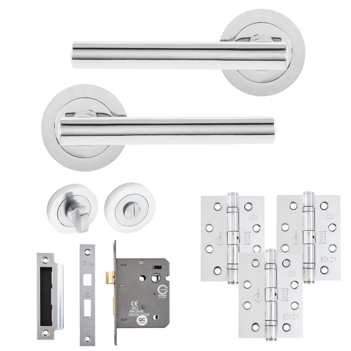 Eclipse Freestyle Polished Chrome Corvette Bathroom Door Pack | 102x76mm (4") Hinge  |  22451