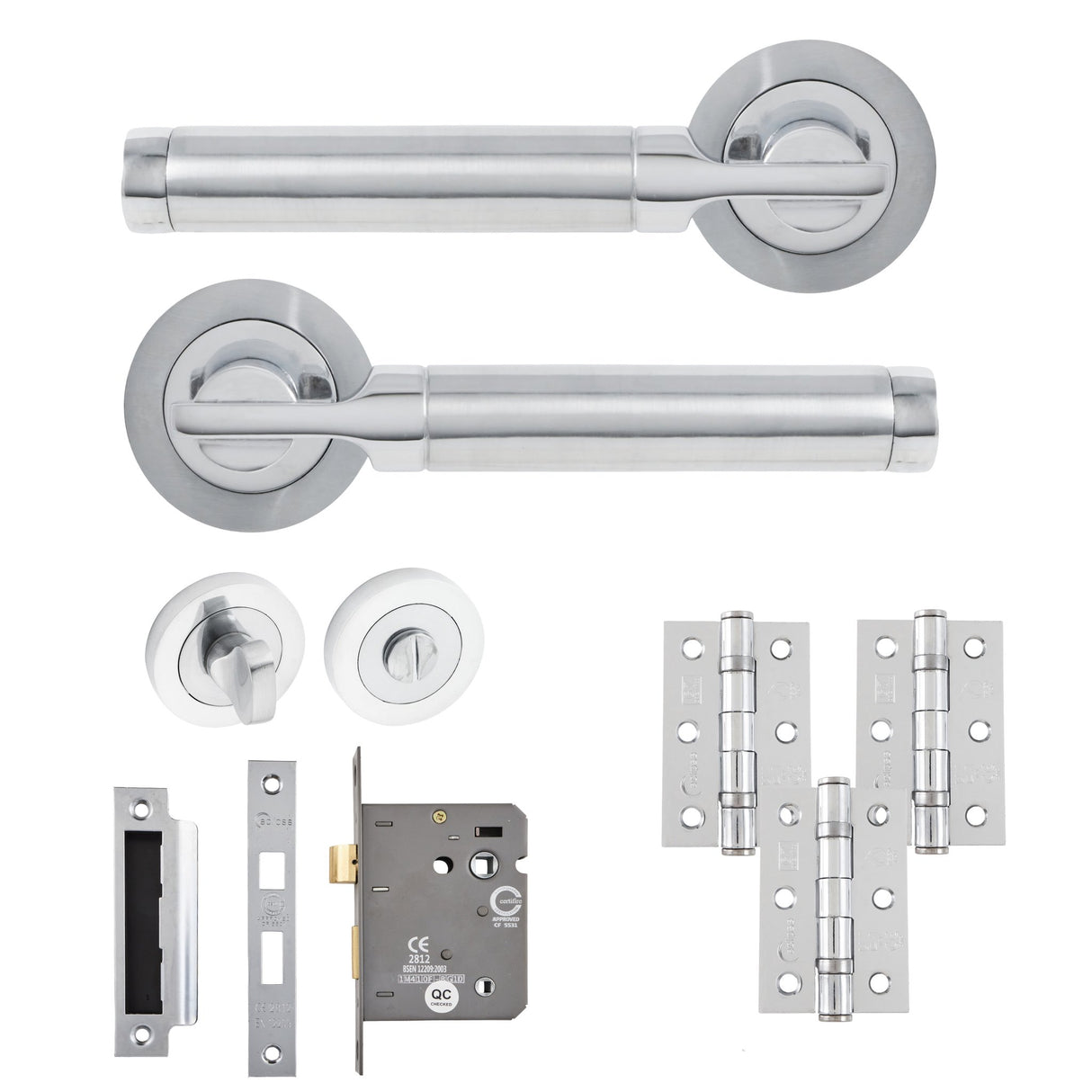 Eclipse Insignia Polished & Satin Chrome Elettra Bathroom Door Pack | 76x51mm (3") Hinge  |  22611