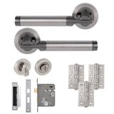 Eclipse Insignia Satin & Black Nickel Elettra Bathroom Door Pack | 76x51mm (3") Hinge  |  22613