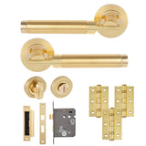 Eclipse Insignia Satin & Polished Brass Elettra Bathroom Door Pack | 76x51mm (3") Hinge  |  22614