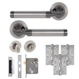 Eclipse Insignia Satin & Black Nickel Elettra Bathroom Door Pack | 102x67mm (4")  Hinge  |  22633