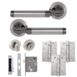 Eclipse Insignia Satin & Black Nickel Elettra Bathroom Door Pack | 102x76mm (4") Hinge  |  22653