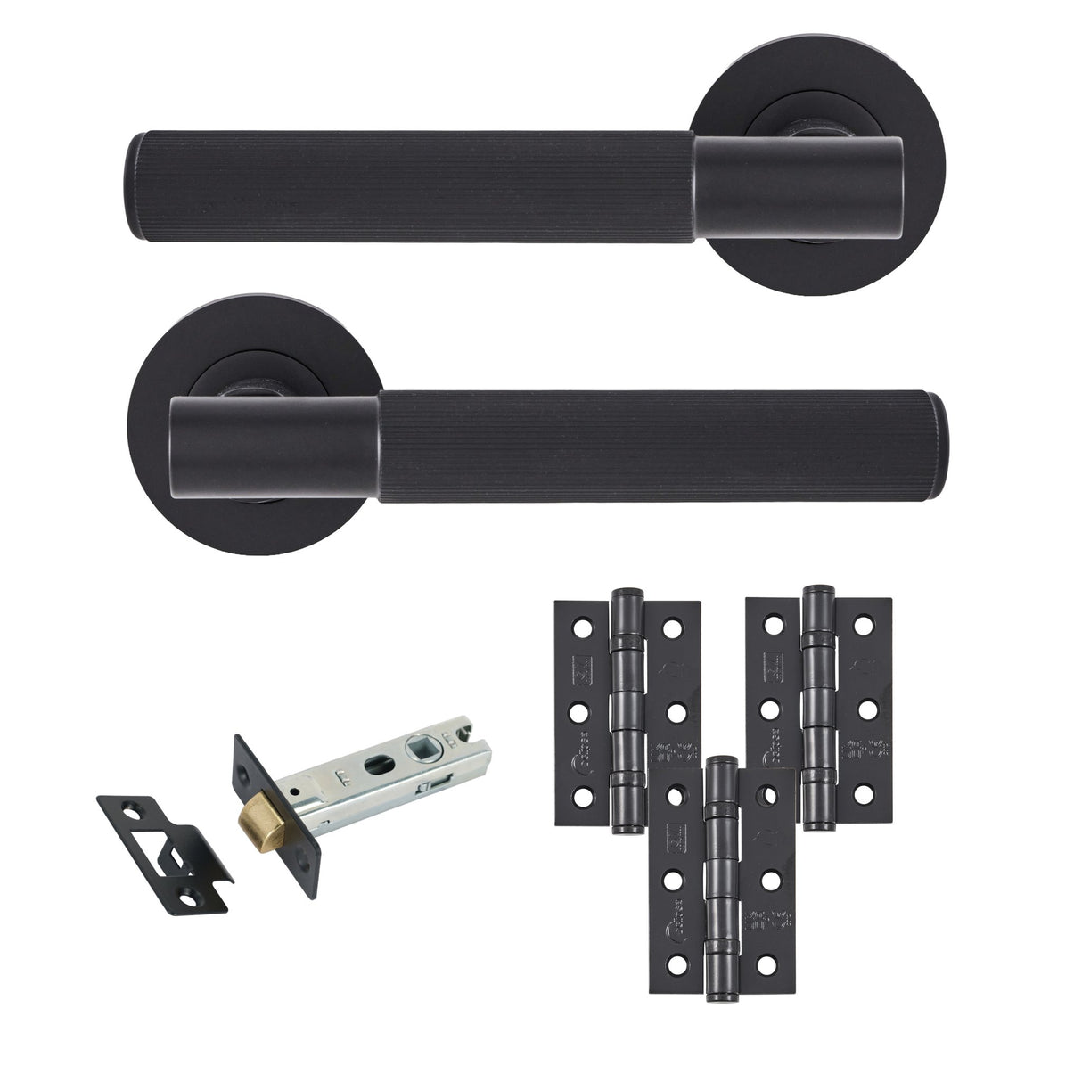 Eclipse Insignia Matt Black Linear Latch Door Pack | 76x51mm (3") Hinge  |  22802