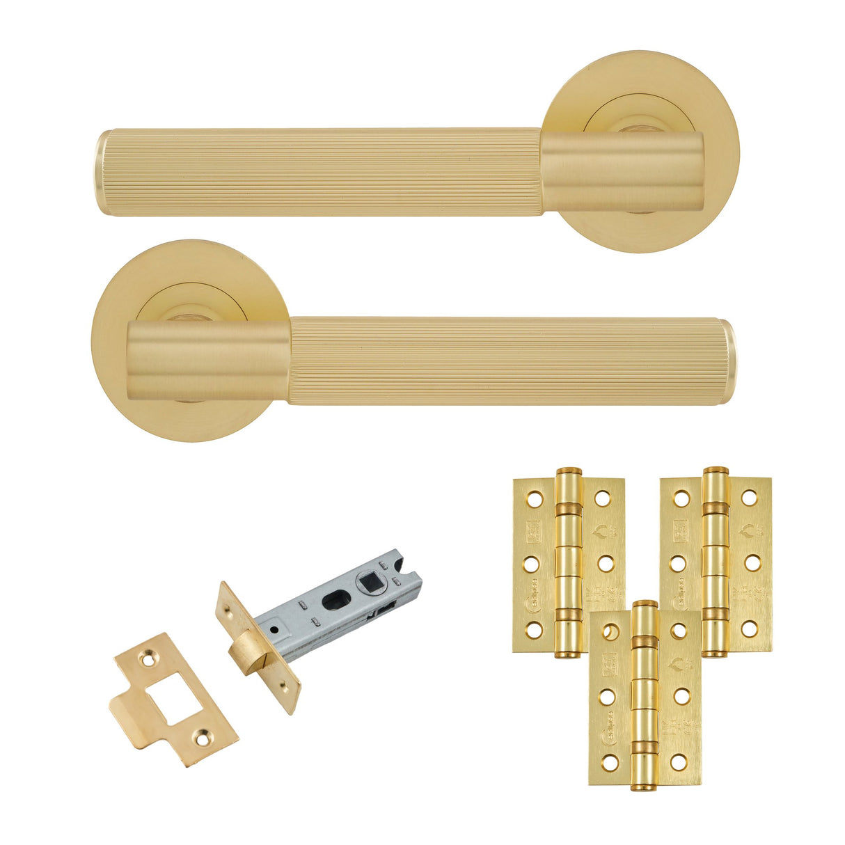 Eclipse Insignia Satin Brass Linear Latch Door Pack | 76x51mm (3") Hinge  |  22804