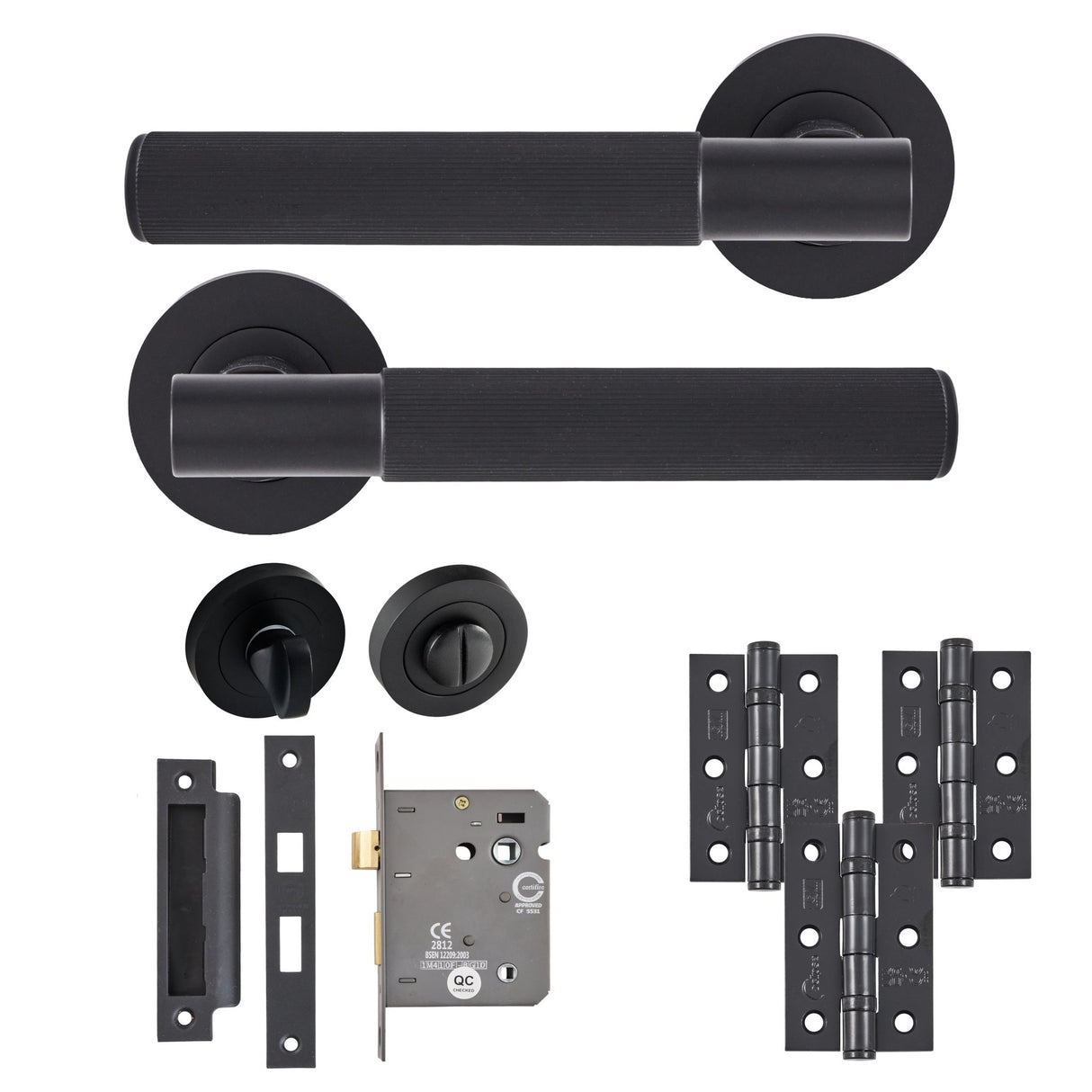 Eclipse Insignia Matt Black Linear Bathroom Door Pack | 76x51mm (3") Hinge  |  22812