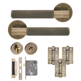 Eclipse Insignia Antique Brass Linear Bathroom Door Pack | 76x51mm (3") Hinge  |  22815