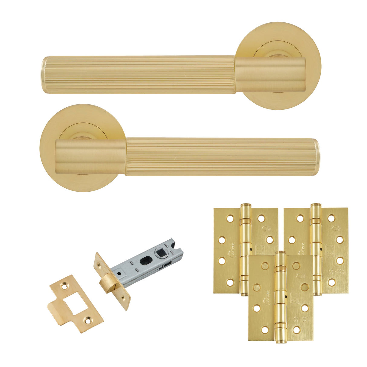 Eclipse Insignia Satin Brass Linear Latch Door Pack | 102x76mm (4") Hinge  |  22844