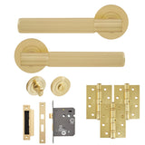 Eclipse Insignia Satin Brass Linear Bathroom Door Pack | 102x76mm (4") Hinge  |  22854