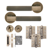 Eclipse Insignia Antique Brass Linear Bathroom Door Pack | 102x76mm (4") Hinge  |  22855