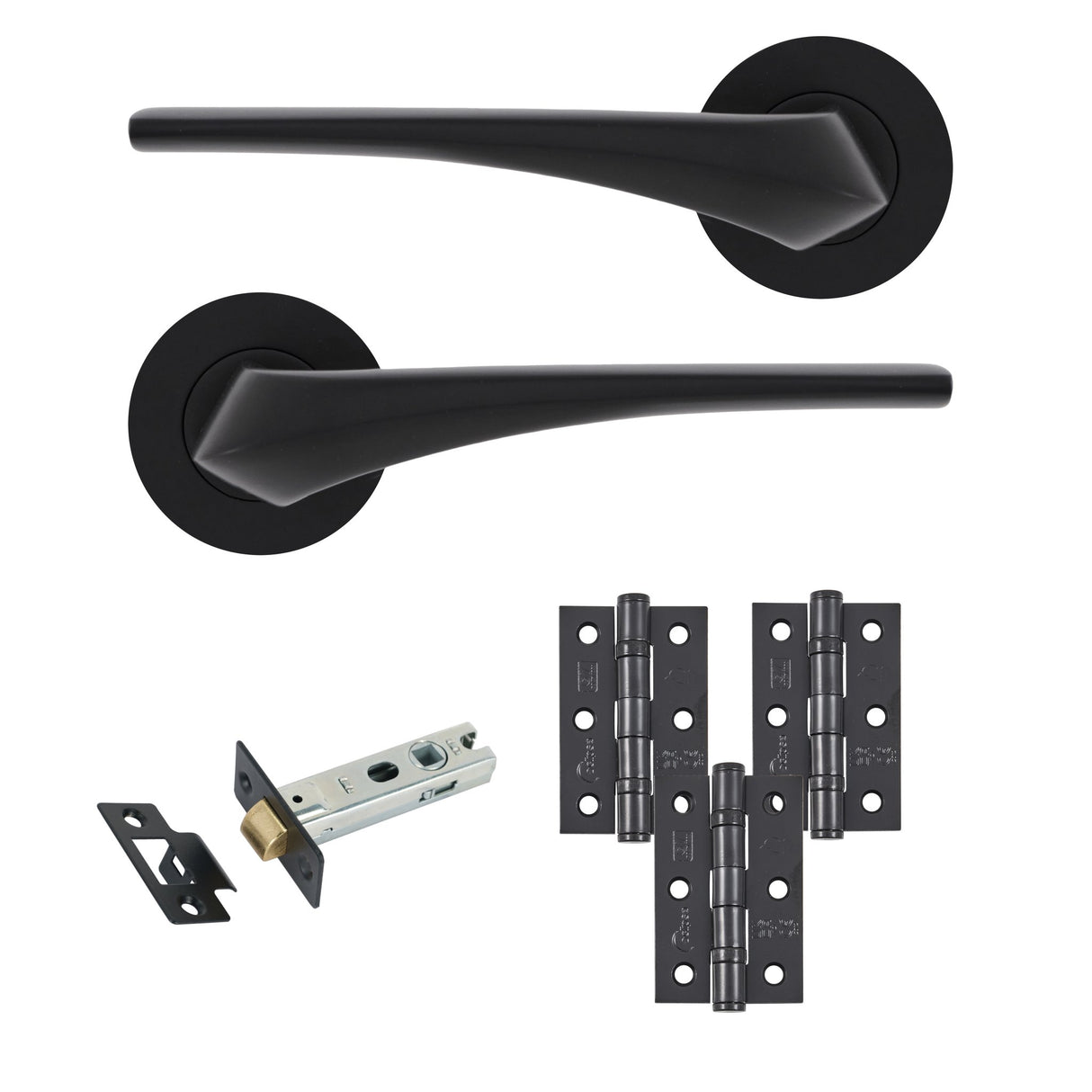 Eclipse Insignia Matt Black Lanza Latch Door Pack | 76x51mm (3") Hinge  |  22902