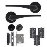 Eclipse Insignia Matt Black Lanza Bathroom Door Pack | 76x51mm (3") Hinge  |  22912