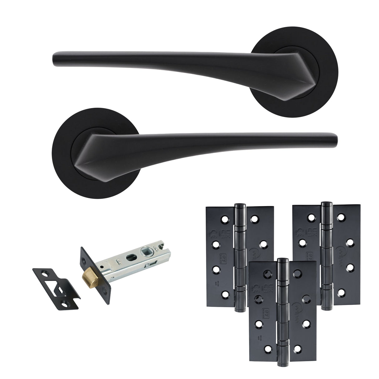 Eclipse Insignia Matt Black Lanza Latch Door Pack | 102x67mm (4")  Hinge  |  22922