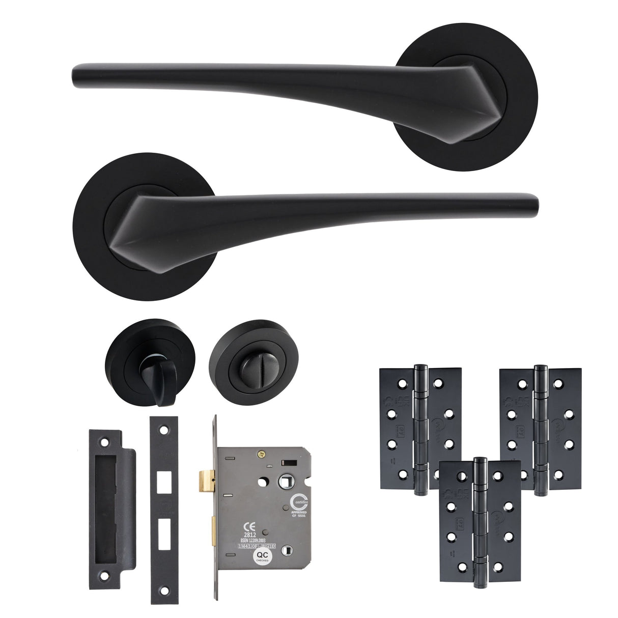 Eclipse Insignia Matt Black Lanza Bathroom Door Pack | 102x67mm (4")  Hinge  |  22932