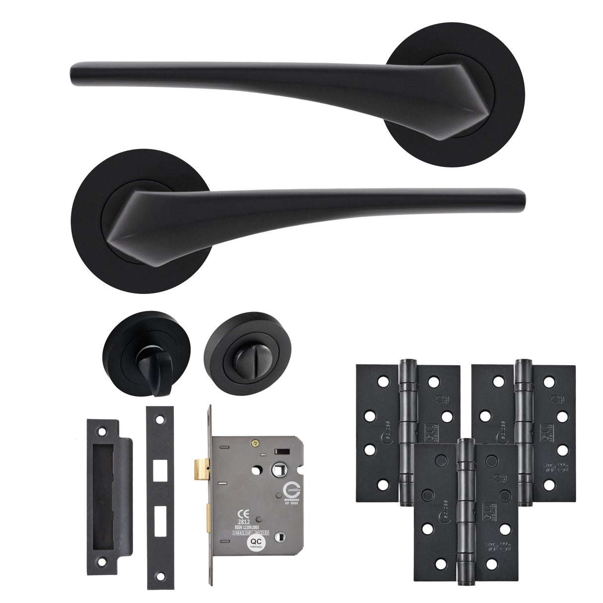 Eclipse Insignia Matt Black Lanza Bathroom Door Pack | 102x76mm (4") Hinge  |  22952