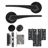 Eclipse Insignia Matt Black Lanza Bathroom Door Pack | 102x76mm (4") Hinge  |  22952
