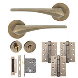 Eclipse Insignia Antique Brass Lanza Bathroom Door Pack | 102x76mm (4") Hinge  |  22955