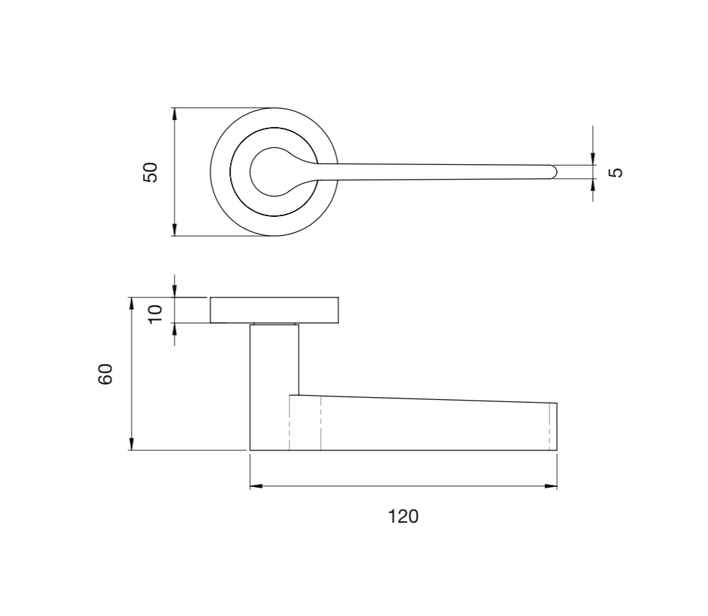 Matt Bronze Velino Lever Handle on Round Rose | EUL020MBRZ